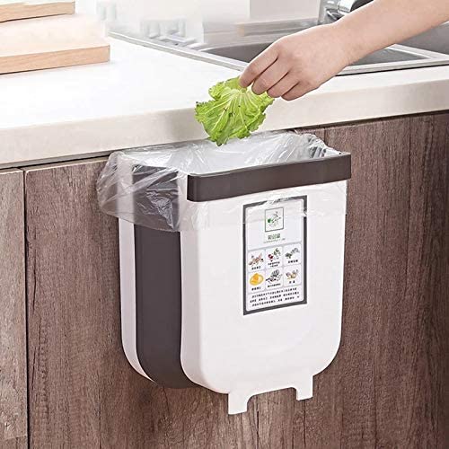 Hanging Trash Can Collapsible 30x30x20 cm for Kitchen Cabinet Door (White) - SuperSaverAU - view 1
