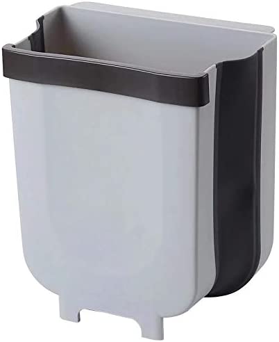 Hanging Trash Can Collapsible 30x30x20 cm Grey for Kitchen Cabinet Door