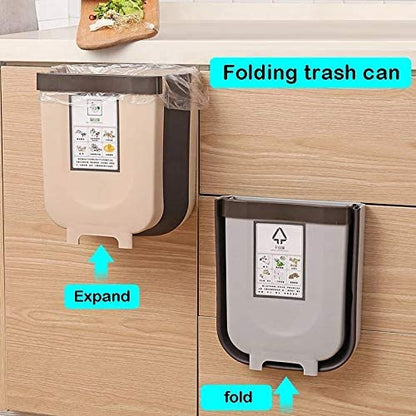 Hanging Trash Can Collapsible 30x30x20 cm Grey for Kitchen Cabinet Door