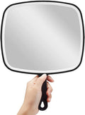 Premium Extra Large Black Handheld Mirror with Handle 31.5x23cm HD Reflection