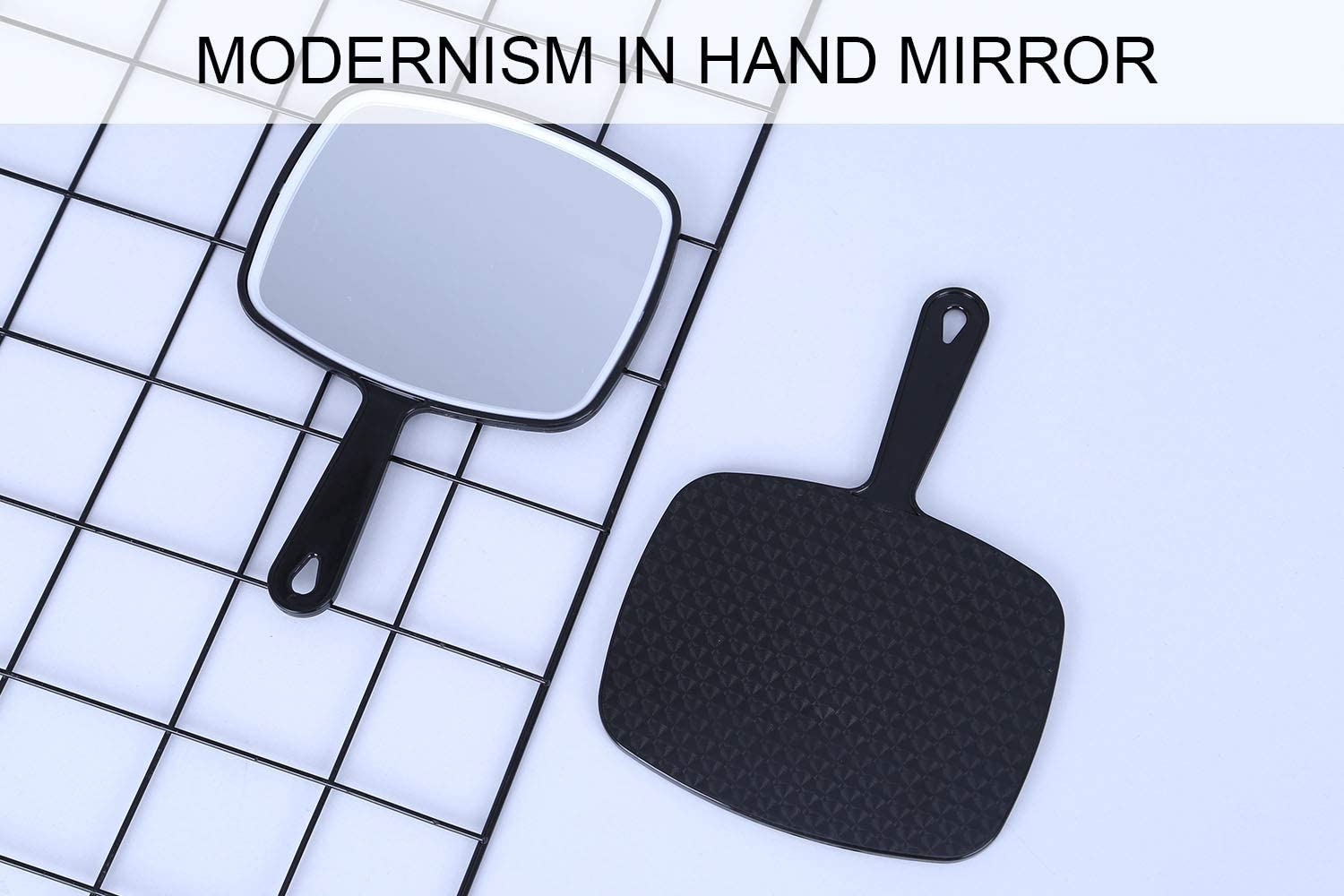 Premium Extra Large Black Handheld Mirror with Handle 31.5x23cm HD Reflection
