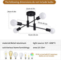 Mid Century Rustic Sputnik Ceiling Light Fixture, 4-Light, 50.8 cm x 24 cm, Adjustable Arms - SuperSaverAU - view 4