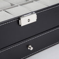 Black Leather Watch Box Jewelry Display Case with Drawers (12 Slots with 2 Layers) - SuperSaverAU - view 4