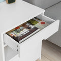 Premium White Bedside Table with 2 Drawers and Shelf 45cm