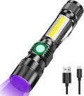7 Modes Waterproof Rechargeable UV Light Flashlight Torch 15.5x2.5cm for Camping - SuperSaverAU - view 1