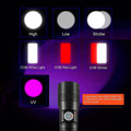 7 Modes Waterproof Rechargeable UV Light Flashlight Torch 15.5x2.5cm for Camping - SuperSaverAU - view 3