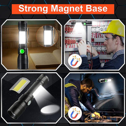 7 Modes Waterproof Rechargeable UV Light Flashlight Torch 15.5x2.5cm for Camping