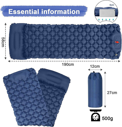 Premium Inflatable Camping Sleeping Pad with Pillow