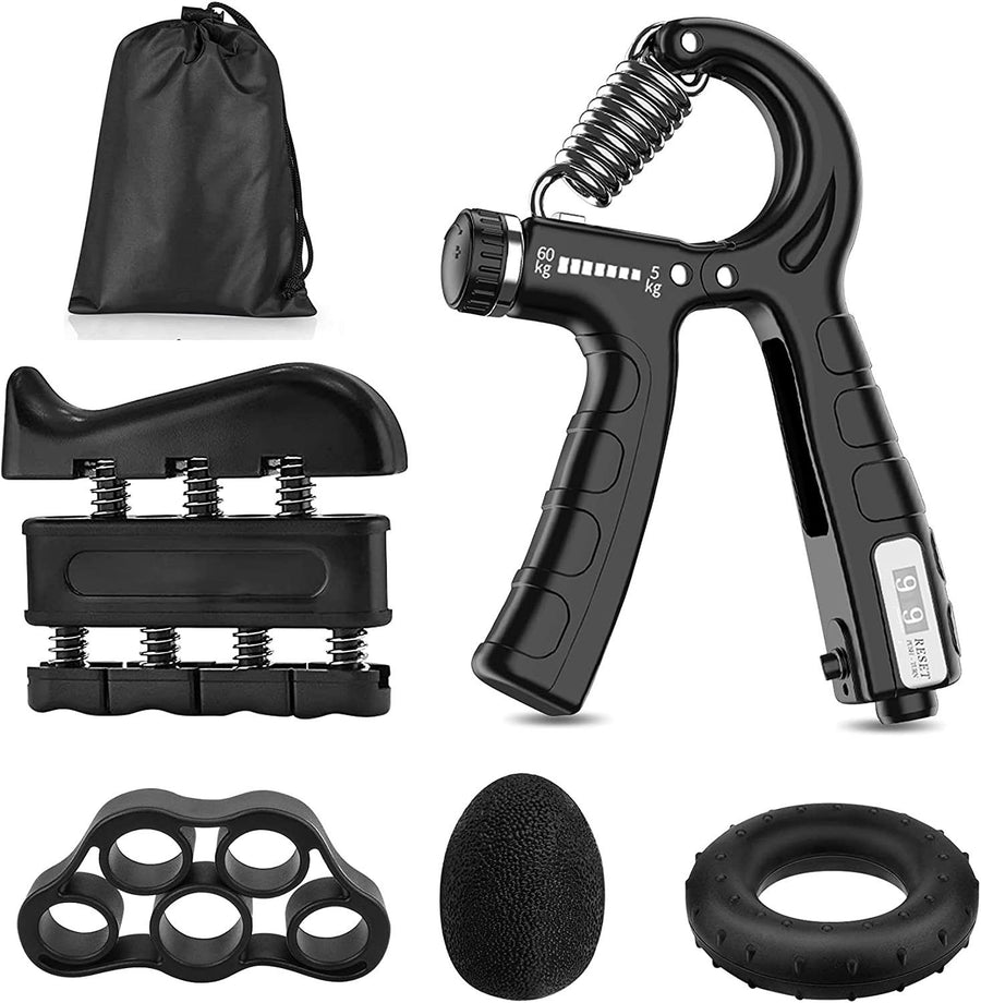 Premium Adjustable Hand Gripper Workout Kit with Counter - 5 Pack