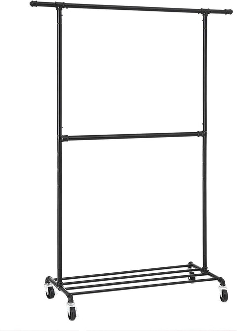 Industrial Clothing Rack with Wheels, Double Rod, Adjustable Height, 49.02 x 130.05 x 198.12 cm - SuperSaverAU - view 1