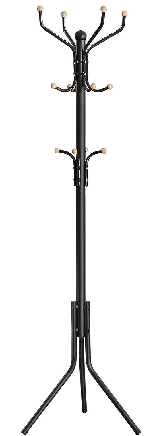 Premium Black Metal Coat Rack Stand Hat Hanger 182cm with 12 Hooks