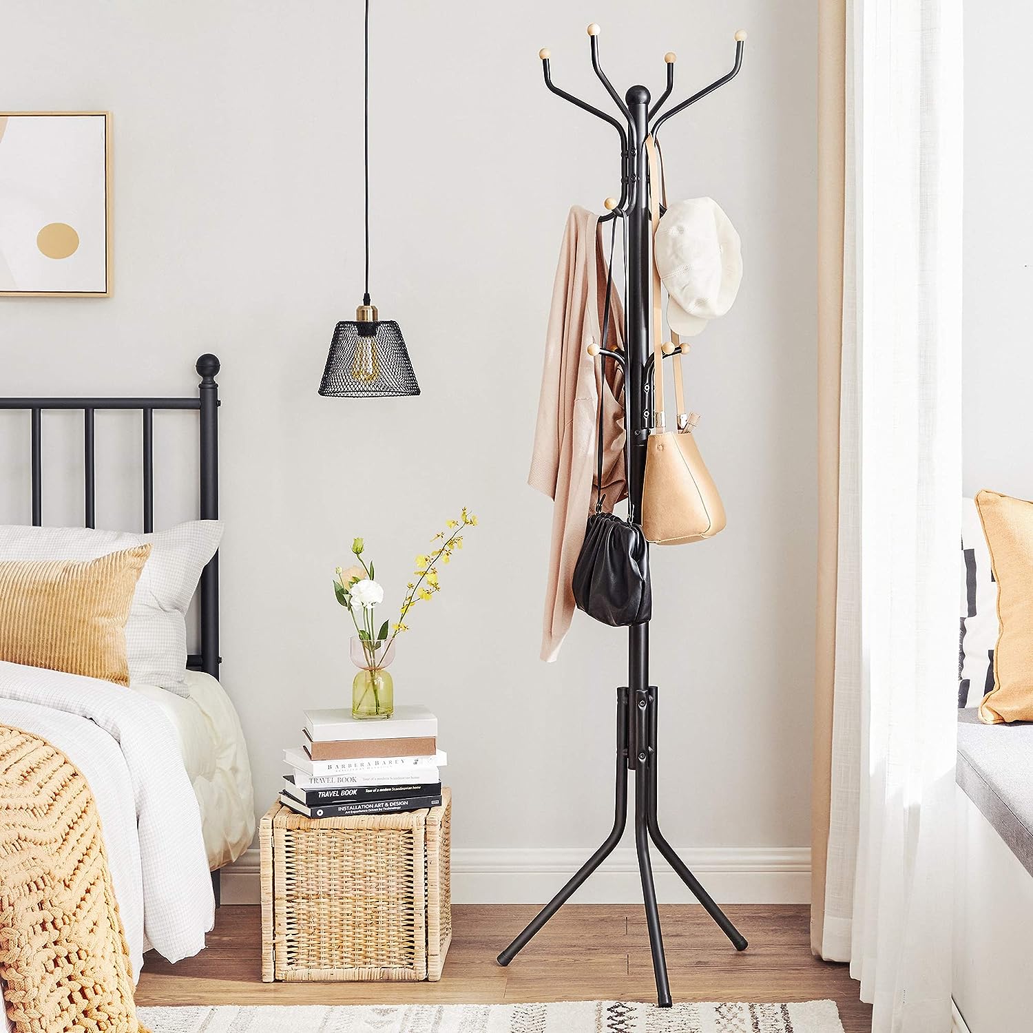 Premium Black Metal Coat Rack Stand Hat Hanger 182cm with 12 Hooks