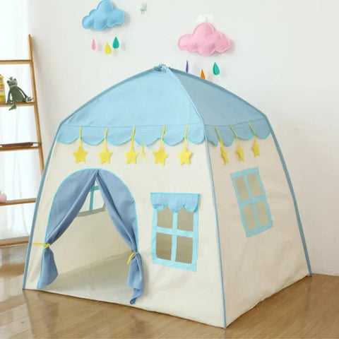 130CM Kids Castle Tent - Spacious, Durable, Easy to Assemble, Blue - SuperSaverAU - view 1