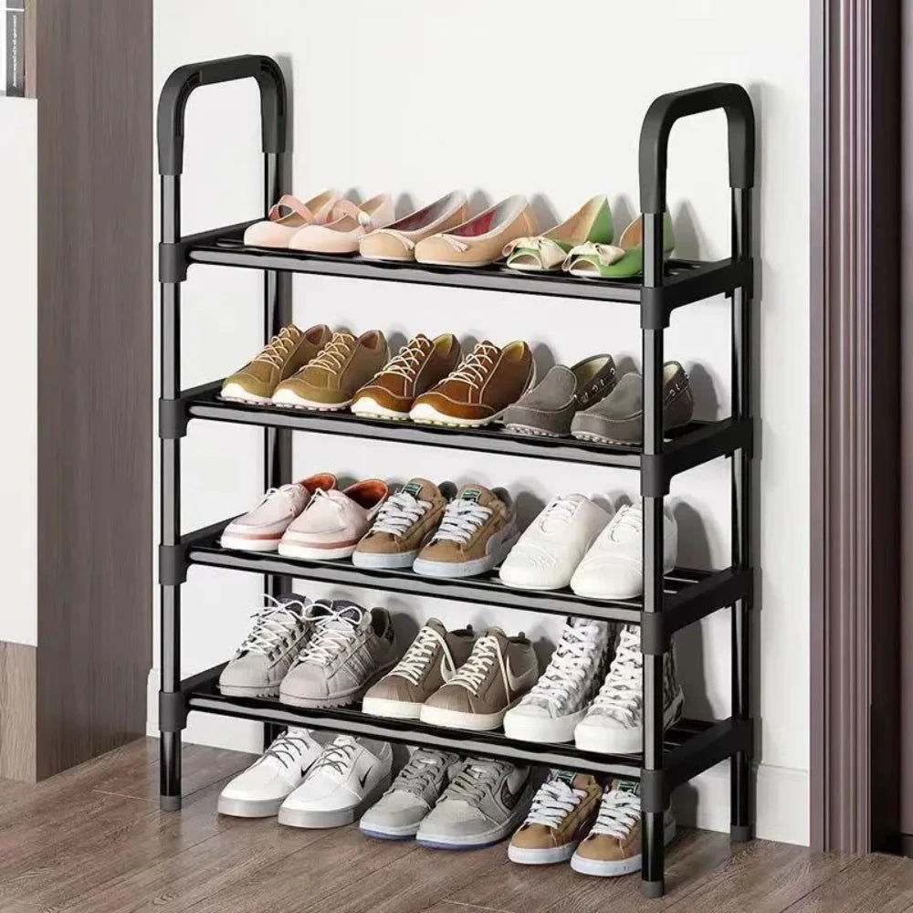 Premium 4-Layer Shoe Rack – Black Durable Iron Frame