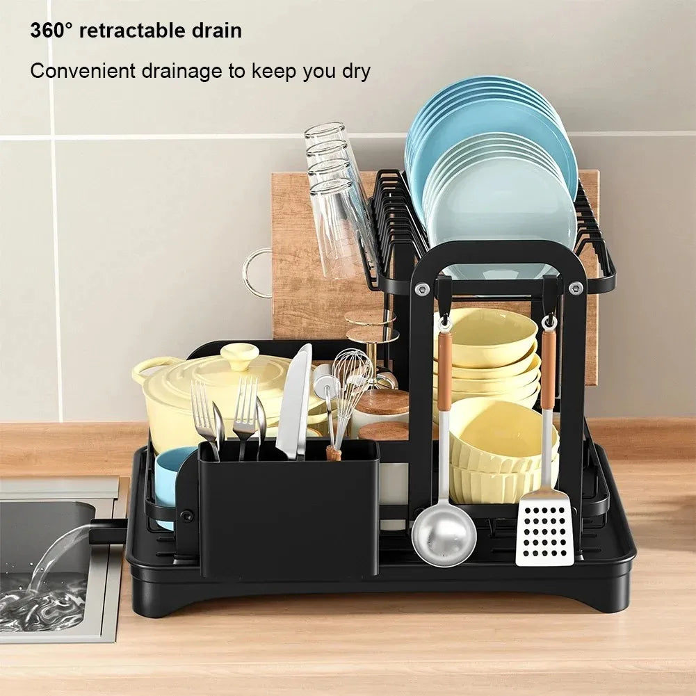 2 Tier Dish Drainer Rack with Drain Basket - Space-Saving, Durable, Easy to Clean - SuperSaverAU - view 4