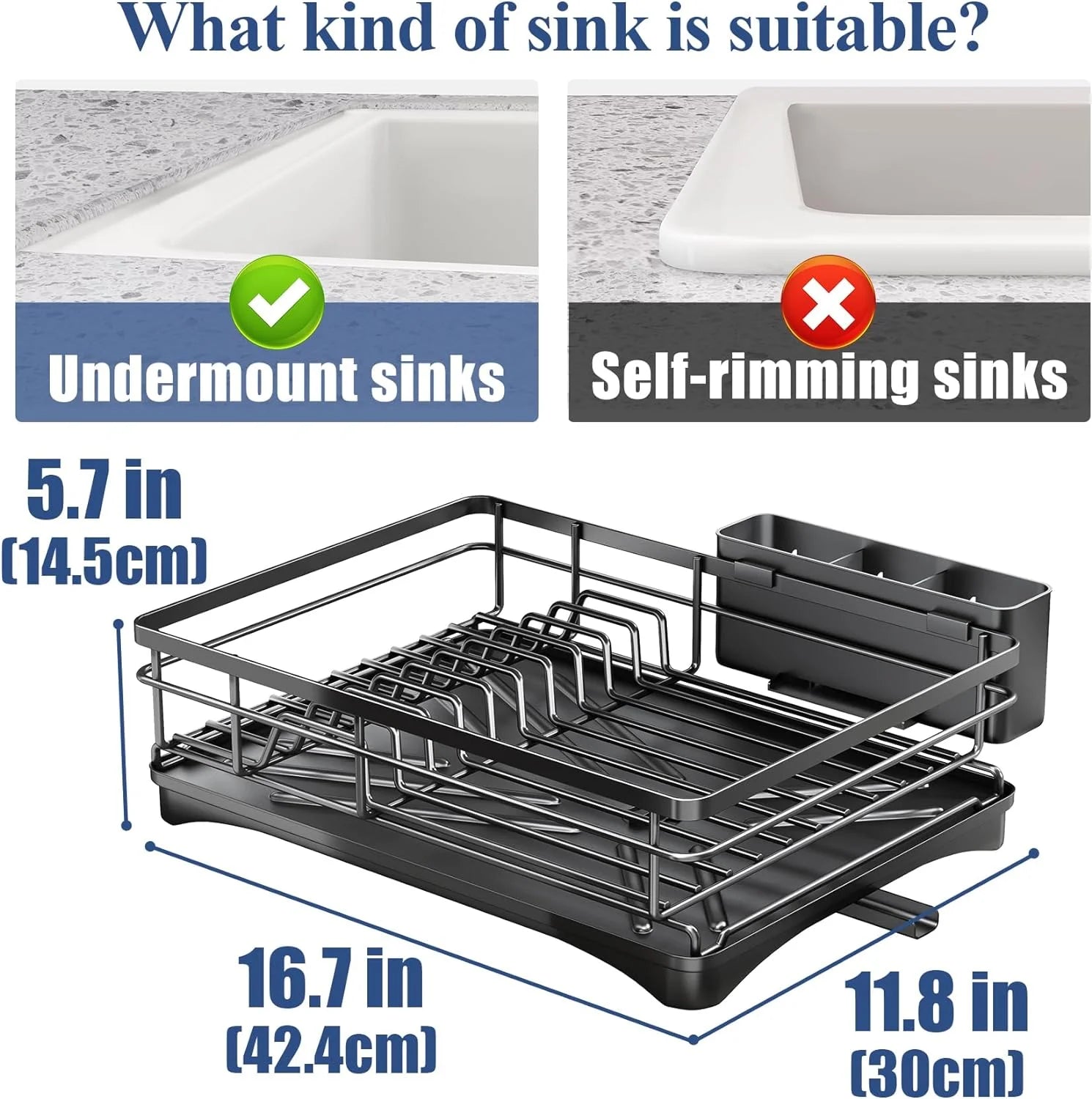 Large Black Dish Drying Rack with Drainboard - SuperSaverAU - view 7