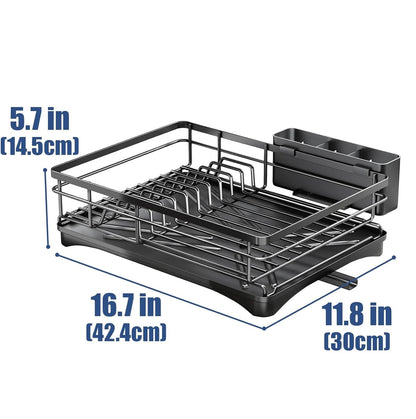 Large Black Dish Drying Rack with Drainboard