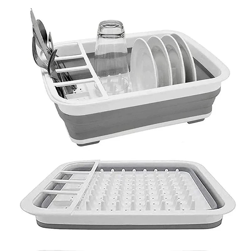 Foldable Kitchen Dish Rack Storage Tray - Space-Saving, Durable Plastic, 0.429 kg - SuperSaverAU - view 3