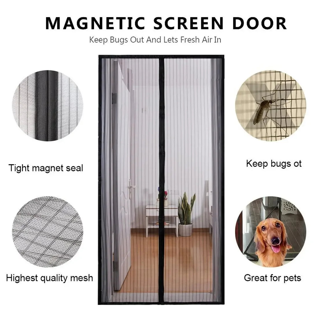 Magnetic Mosquito Net Door Screen 110x210cm