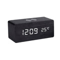 Modern Wooden LED Desk Clock with Qi Charger, Compact & Portable Design - SuperSaverAU - view 1