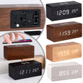 Modern Wooden LED Desk Clock with Qi Charger, Compact & Portable Design - SuperSaverAU - view 2