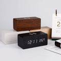 Modern Wooden LED Desk Clock with Qi Charger, Compact & Portable Design - SuperSaverAU - view 3