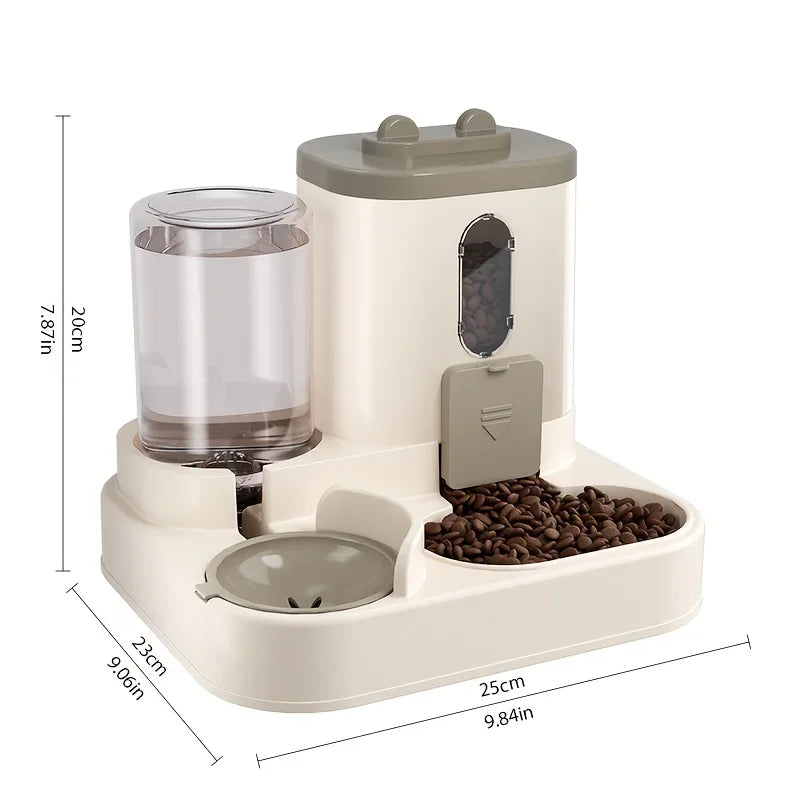2-in-1 Automatic Cat Food & Water Dispenser - 0.591 kg, Dual-function Design