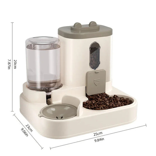 2-in-1 Automatic Cat Food & Water Dispenser - 0.591 kg, Dual-function Design