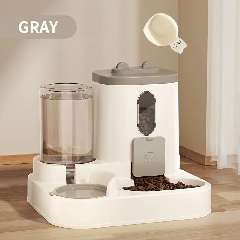 2-in-1 Automatic Cat Food & Water Dispenser - 0.591 kg, Dual-function Design