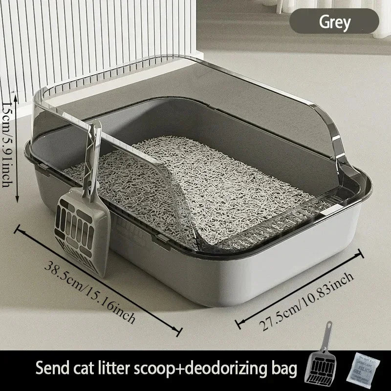 High Side Cat Litter Box with Scoop - Durable, Easy Clean, Enhanced Privacy, 0.378 kg