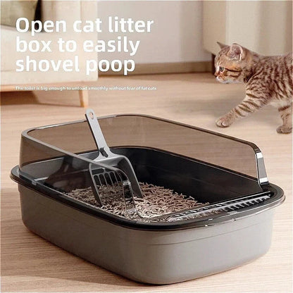 High Side Cat Litter Box with Scoop - Durable, Easy Clean, Enhanced Privacy, 0.378 kg