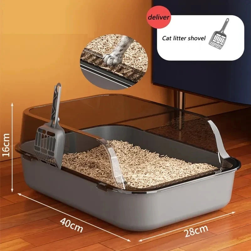 High Side Cat Litter Box with Scoop - Durable, Easy Clean, Enhanced Privacy, 0.378 kg