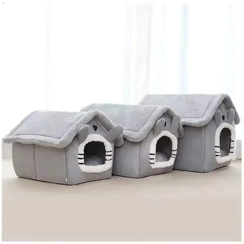 Soft Indoor Dog House & Bed - Washable Grey for Small Dogs, Cozy & Stylish - SuperSaverAU - view 1