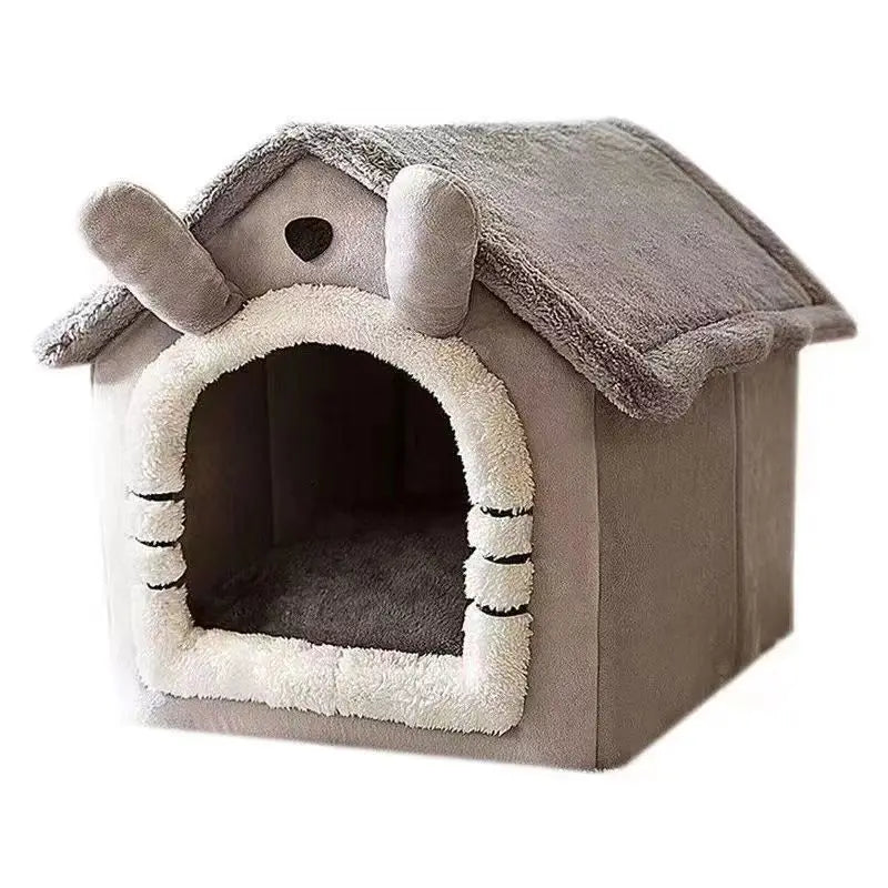 Soft Indoor Dog House & Bed, Washable Grey for Small Breeds, Lightweight & Portable