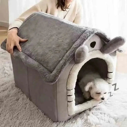 Soft Indoor Dog House & Bed, Washable Grey for Small Breeds, Lightweight & Portable