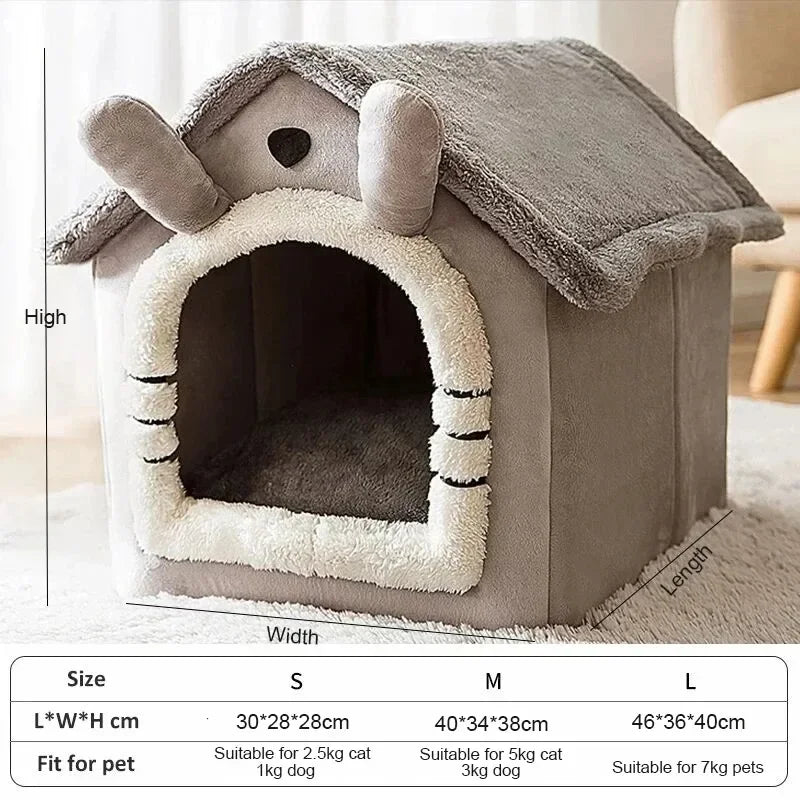 Soft Indoor Dog House & Bed, Washable Grey for Small Breeds, Lightweight & Portable