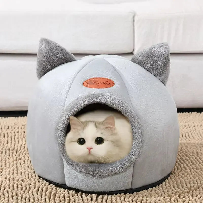 2024 Cat House Bed Soft Washable Grey 36cm for Small Pets, Easy Care - SuperSaverAU - view 5