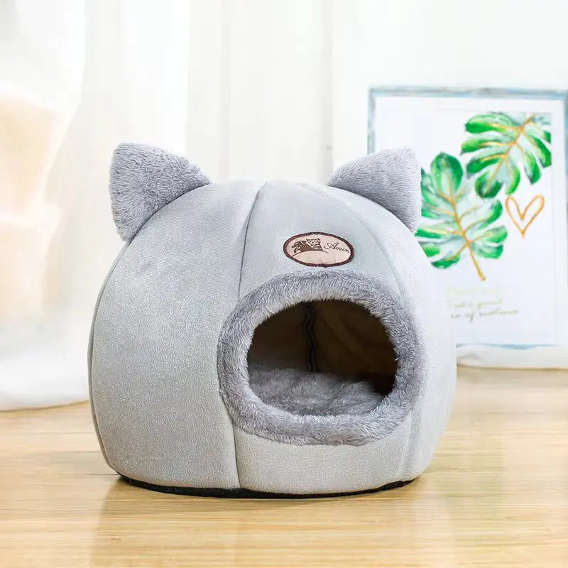 Premium Grey XL Soft Washable Cat House Bed - 39 x 39 x 40cm
