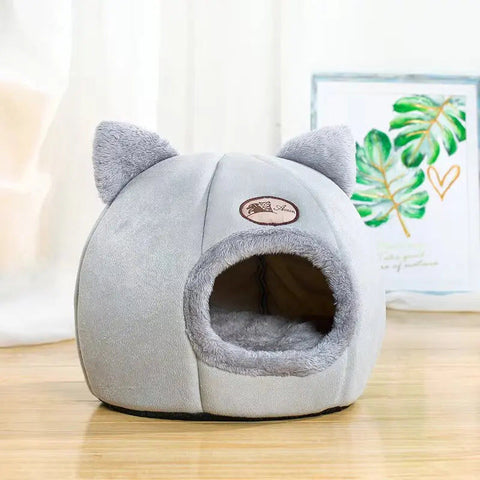 Premium Grey XL Soft Washable Cat House Bed - 39 x 39 x 40cm