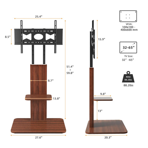 Adjustable Wood TV Stand for 32-65 Inch LCD LED TVs - SuperSaverAU - view 2