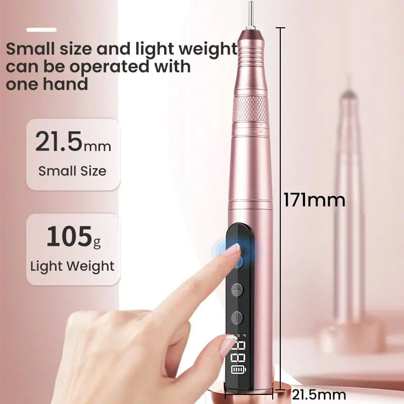 Premium Cordless Nail Drill Kit 35000RPM with LED - Pink