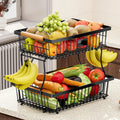 2-Tier Metal Fruit Vegetable Storage Basket - Durable, Space-Saving Design - SuperSaverAU - view 1