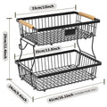 2-Tier Metal Fruit Vegetable Storage Basket - Durable, Space-Saving Design - SuperSaverAU - view 2