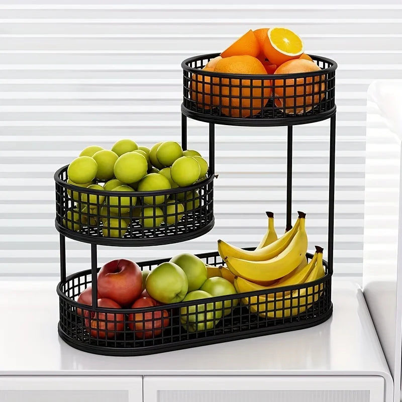 Black Stainless Steel Fruit Basket Storage