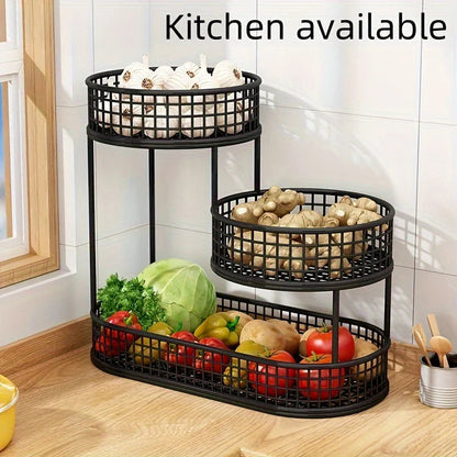 Black Stainless Steel Fruit Basket Storage