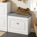 Premium White Tilt Out Shoe Cabinet with Cushion Seat Shoe Rack 60cm