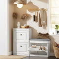 Premium White Tilt Out Shoe Cabinet with Cushion Seat Shoe Rack 60cm