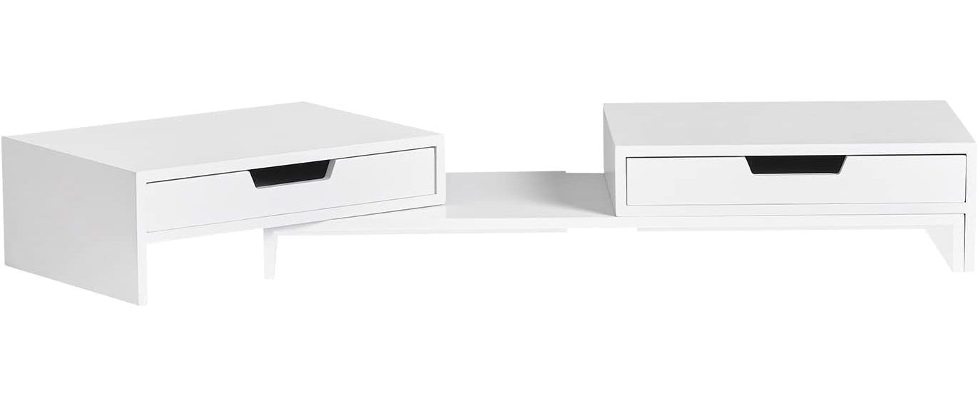 White Monitor Stand with Drawers - SuperSaverAU - view 1
