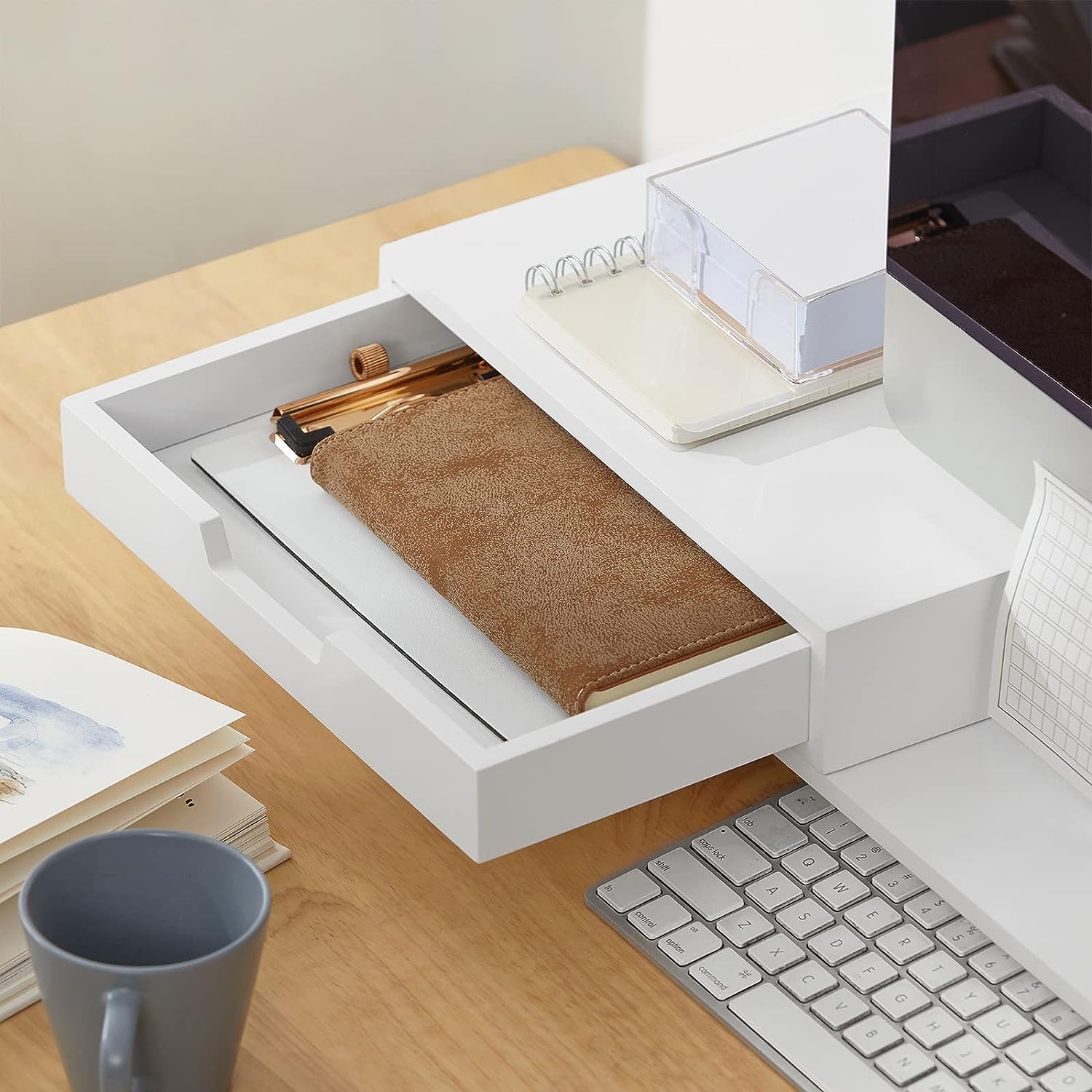 White Monitor Stand with Drawers - SuperSaverAU - view 9
