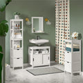 Premium White Bathroom Vanity Storage Unit with Sliding Doors 60cm